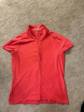 Nike Women's Short-Sleeve Zip Athletic Top - Coral GOLF